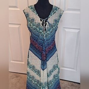 gnw Multi Colored Sleeveless Midi Dress    Size L